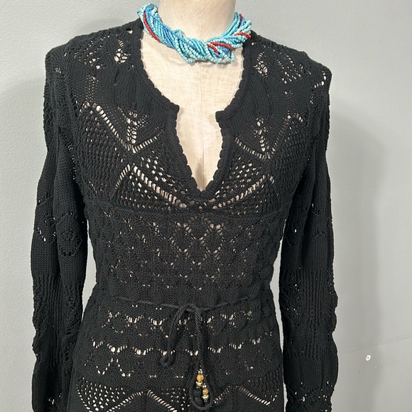 Etcetera Cotton Crochet Black Midi Dress size M - EUC - Picture 4 of 17